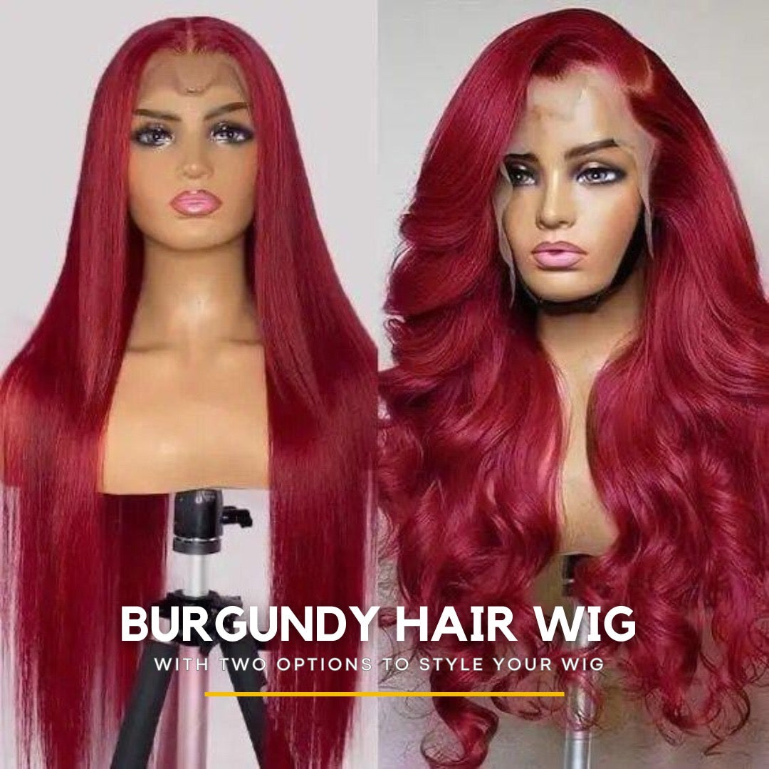 Frontal Colored Wigs Human Hair Wigs, Ginger,Burgundy,4/27 Wigs