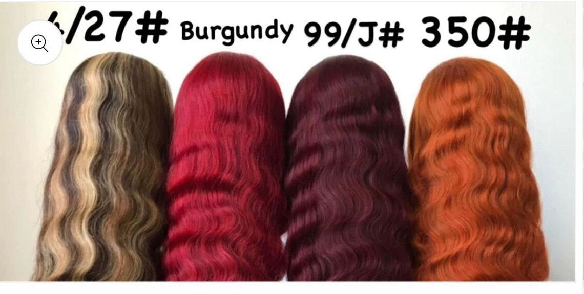 Frontal Colored Wigs Human Hair Wigs, Ginger,Burgundy,4/27 Wigs