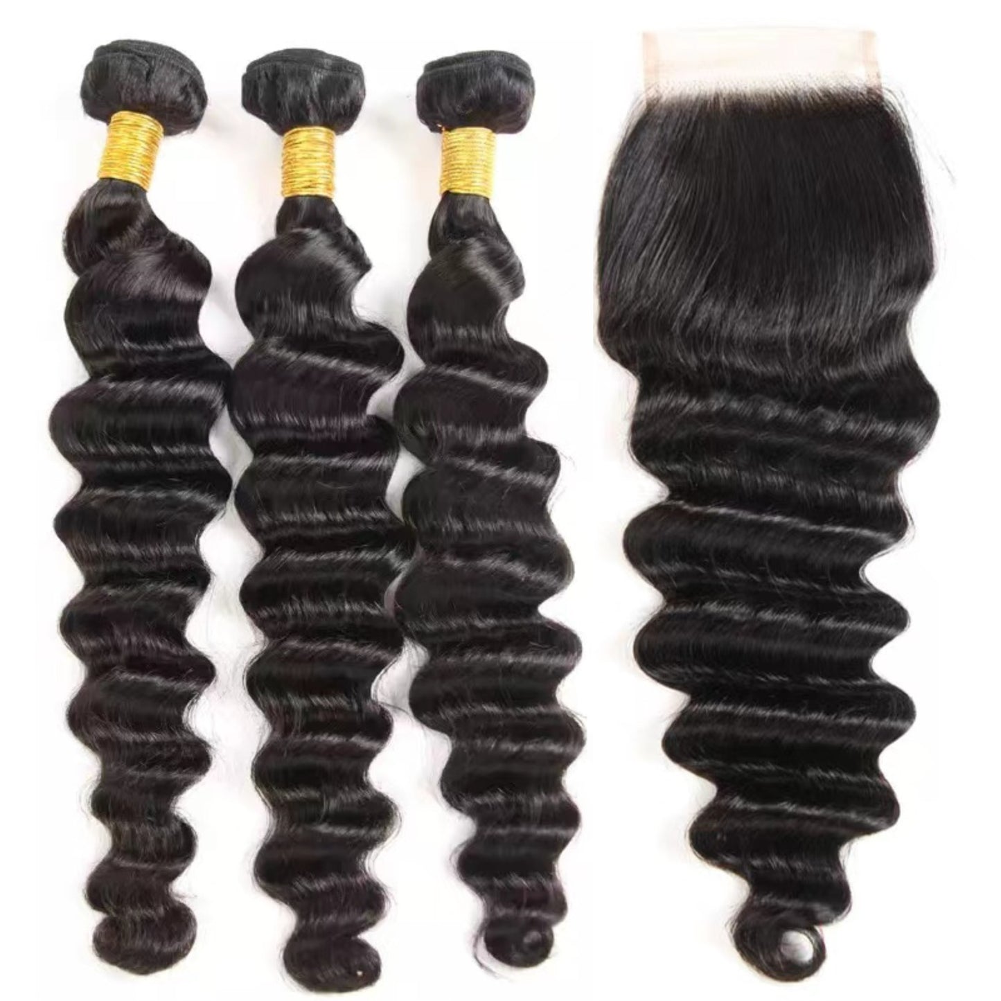 3 Bundle Deal with 4x4 Transparent Lace Closure