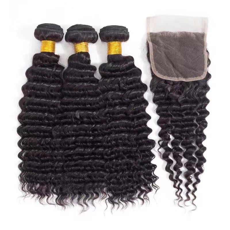 3 Bundle Deal with 4x4 Transparent Lace Closure